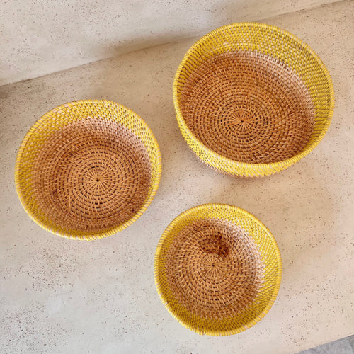 Milu II Rattan-Schale – Handgefertigt, Rund, in drei Größen, Perfekt für kleine Dinge, in verschiedenen Farben